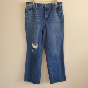 Jessica Simpson Baggy Jeans 32 Blue Dark Wash Casual Denim Distressed Slouchy